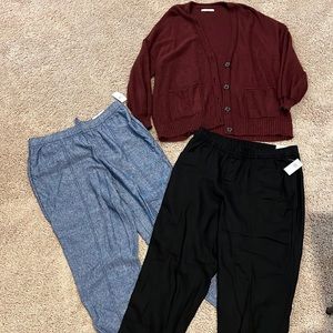 Women’s linen pants & cardigan (old navy & American Eagle) S/M